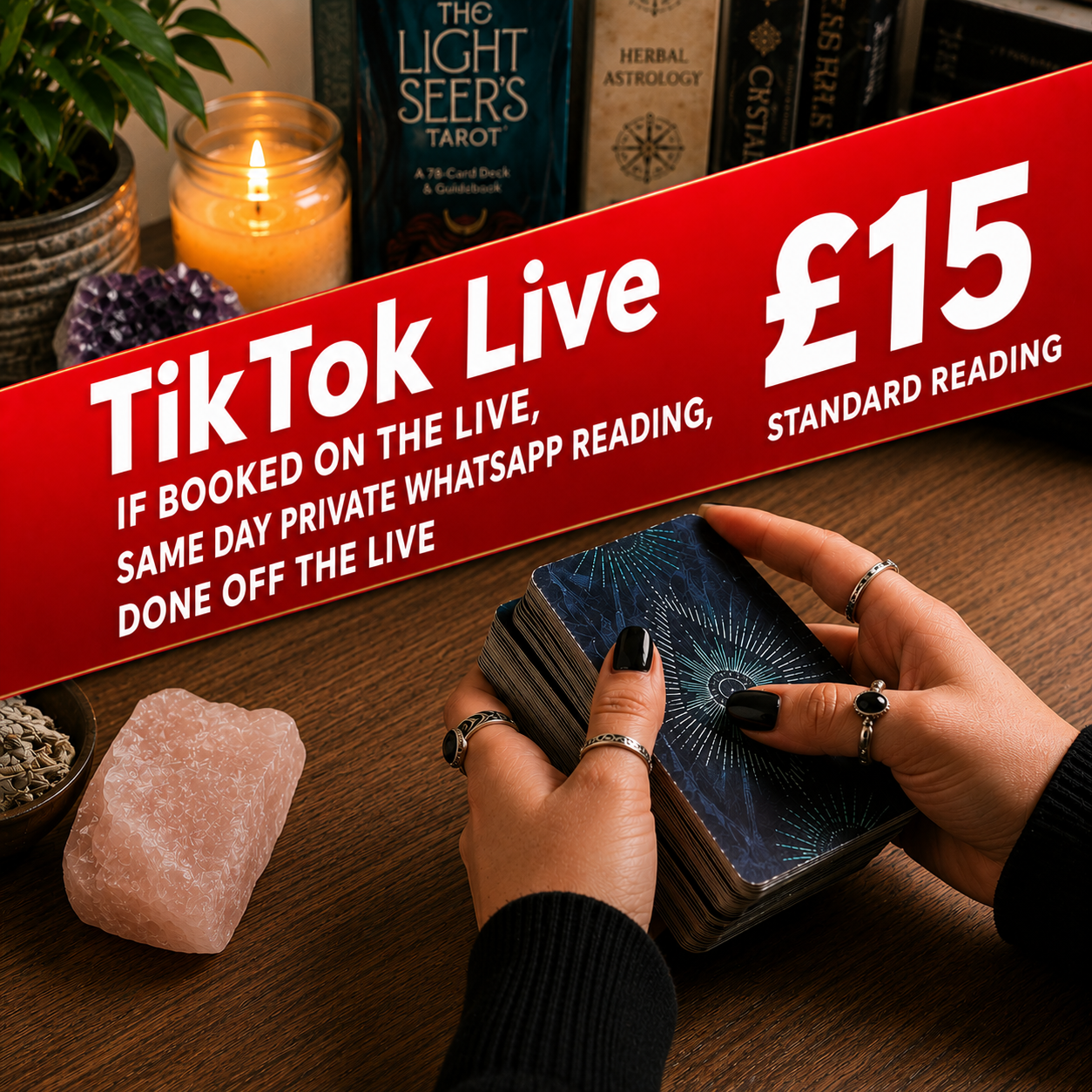 TIKTOK LIVE Private WATSAPP Tarot Reading with extra oracle done off the live via Wattsapp must be booked during live.